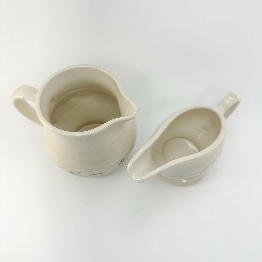 Vintage Longaberger Pottery Pitcher & Gravy Boat Blue Woven Traditions USA - Picture 2 of 7